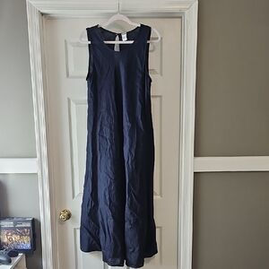 Magaschoni Navy Linen Maxi Dress